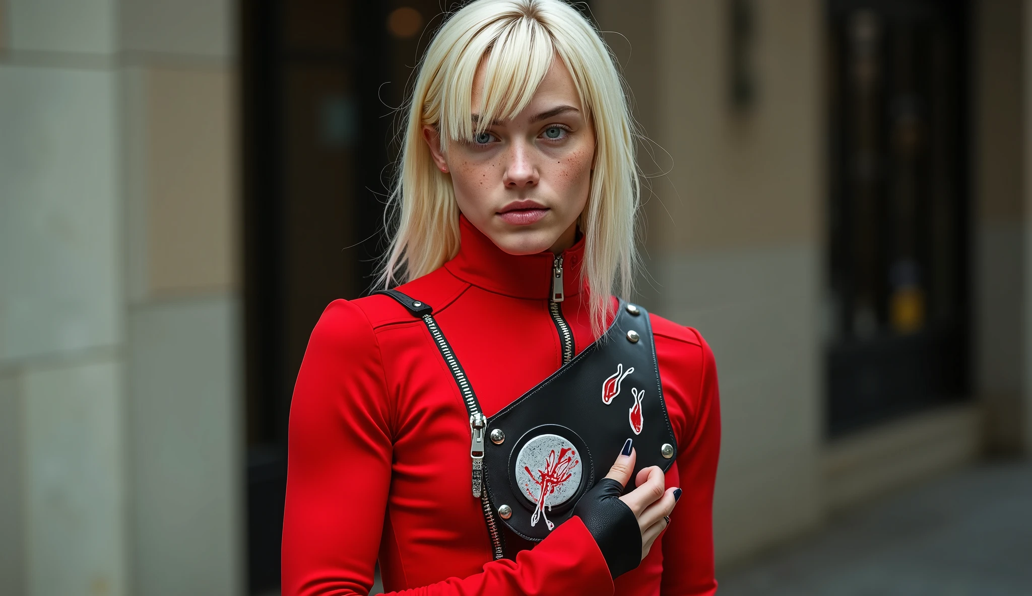 A photo of a (stylized superhero:1.3), (vibrant pop art effect:1.4), dynamic pose, (splattered ink backdrop:1.2), (bold contrast:1.2), (graphic novel inspiration:1.1), (intense gaze:1.2), superhero chic, (cell-shaded illustration:1.1), (dramatic flair:1.3), Sony α7R IV, 1/500s, f/2.8, ISO 320, (electric color palette:1.1), (striking visual composition:1.2), (comic book aesthetics:1.4), (energy and motion:1.1), Canon EOS-1D X Mark III, high-resolution digital art.