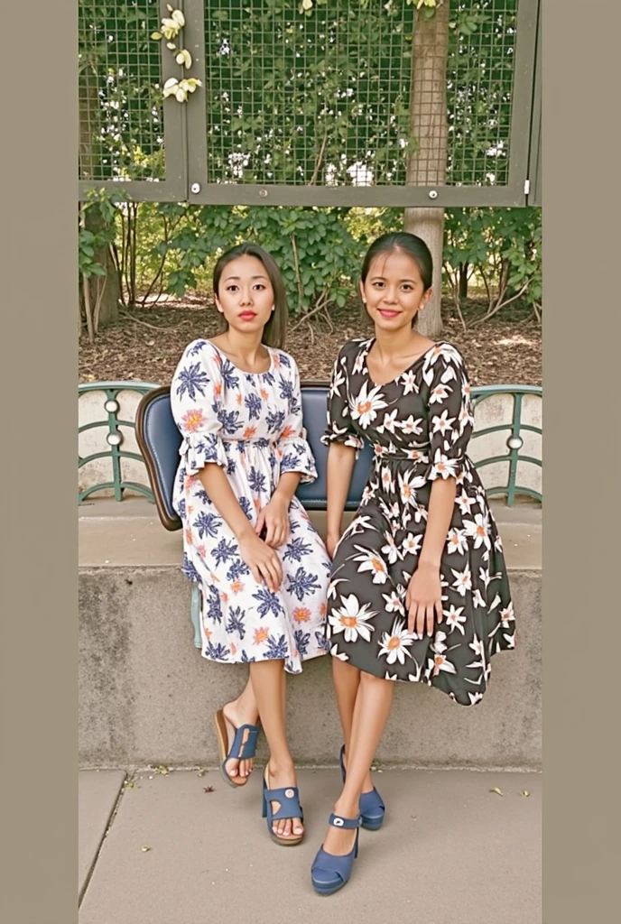 Realistic of five filipina girls walking in stages and posing.The five girls wear a blue ifugao dress and sandals.The background is marmol stages and many butterfly behind.