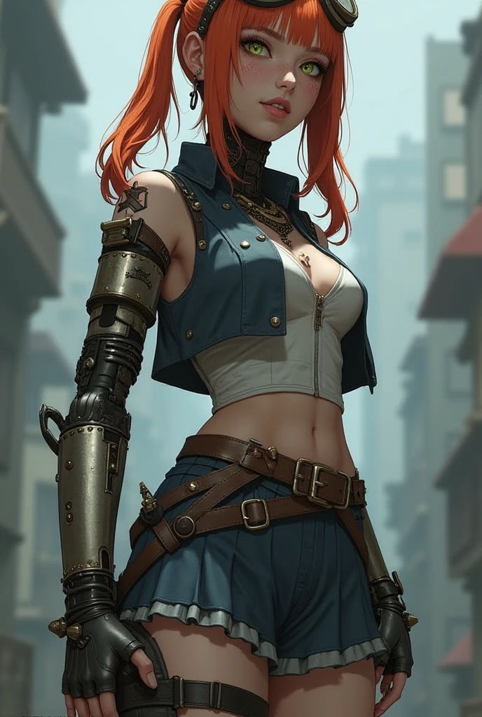 (((steampunk clothes,intricade insane detail clothes,woman holding spear,spear weapon, stempunk spear))),sexy pose, ((gigantic large sagging bosoms,cameltoe,big cleavage,))ultra realistic 8k cg, picture-perfect face, flawless, clean, masterpiece, professional artwork, famous artwork, perfect face, beautiful face, beautiful eyes, ((perfect female body)),large breasts, solo, ,skirt,,blush,((((seductive expression)))),extremely detailed_eyes,thick thighs,(orange hair)), short hair, beautifully detailed background,depth of field,,bdsm,skindentation,full body,