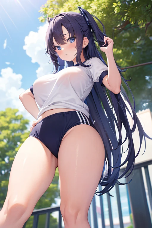 high quality, very big ass, School swimsuit, side, sideを強調