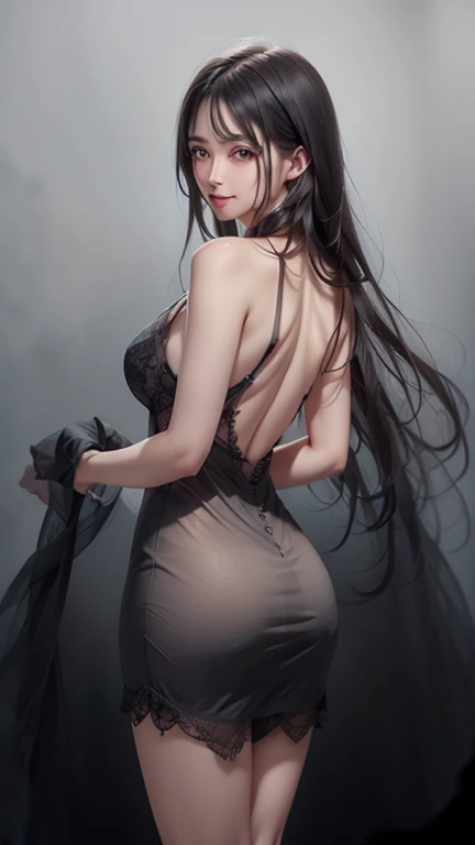 Female Backside. Black dress