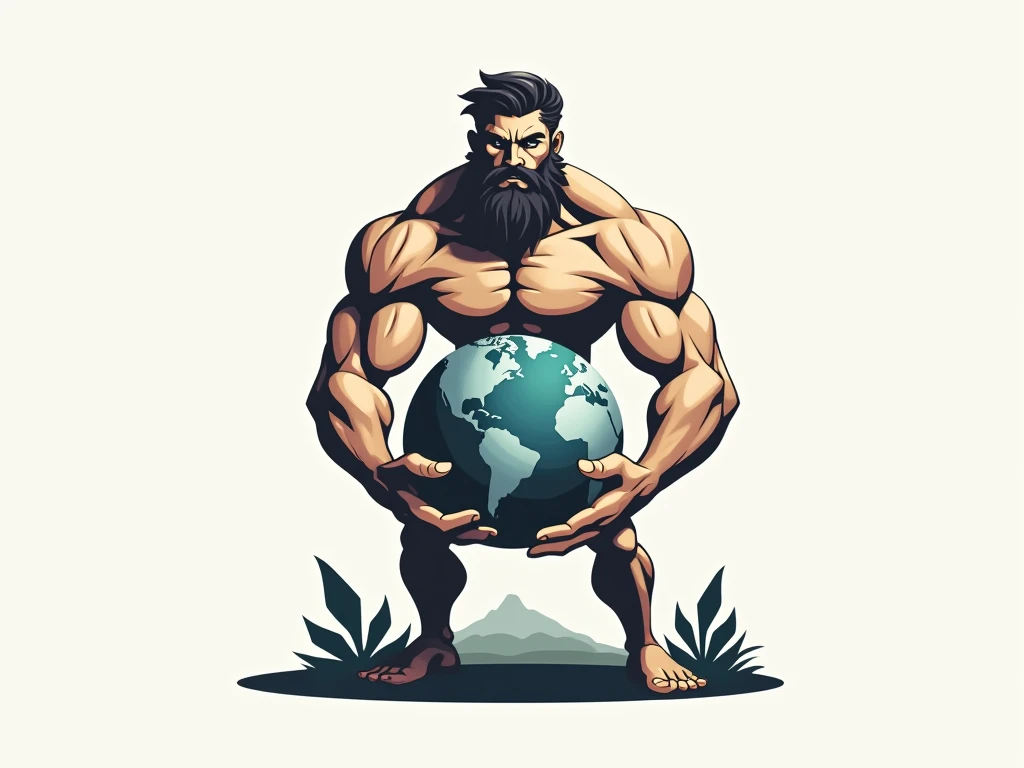 Tattoo of a man with the world in one hand