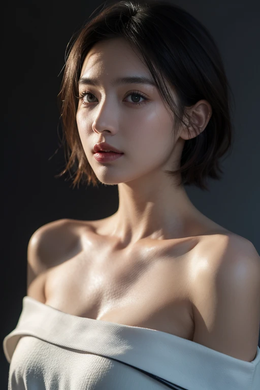 highest quality、ultra high resolution、(photorealistic:1.4)、((full nude))、beautiful eyes、blonde、brown eyes、beautiful breasts、detailed skin、thin pubic hair、NSFW, 8k quality, 8K Ultra, pixel up 10 times、Super detailed cute face、detailed lip、detailed eyes、double eyelid、natural makeup、（kind eyes）、（super cute girl）、perfect balance、small tangled naked short hair、((The expression of climax))、((Black background))、provide sexual services to men