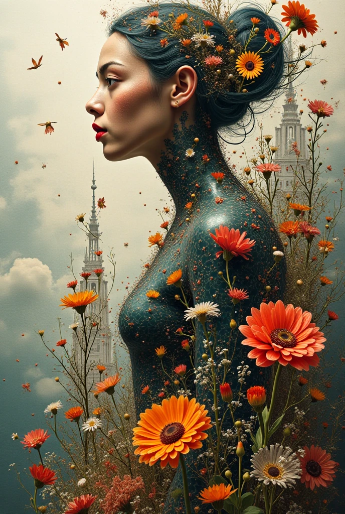 (masterpiece:1.2,Exceptional Quality,mirror-like,Cinematic Experience,Photorealistic,RAW Photos,Super detailed),8k,wallpaper,(Beautiful multiple exposure combining female cyborg and cyberpunk city),(The background is a beautiful flower field:2.0),(Create the outline of a female cyborg holding a daisy flower:2.0),Sharp lines,Sharp Focus,Double Exposure,Full Color,(Detailed Female Hands:2.0),(Beautiful female hands:2.0)