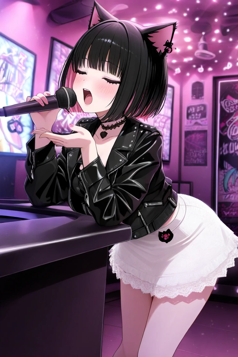 (((NSFW)))、((Masterpiece, Highest quality、Super detailed, Attention to detail))、Tabletop、girl、((high school girl、Black Hair、(Very Short Hair)、Slit eyes、Red Eyes、eight-headed body、Model-like style、Slender、School uniforms))、(White Shirt、Black Skirt、Black knee-high socks、Black Loafers)、Silver earringultiple silver accessories、Silver Ring、Silver Ring、bandギャル、(((Red electric guitar)))、(((liveハウス、live、band、Dim lighting)))、(((Standing and playing guitar)))、((live、Playing the guitar、On stage))、((No bra、No underwear))、(((Sweating a lot、Sweat dripping、Sweat vapor)))、(((Wet Hair)))、(((Body odor)))、((Sweaty smell、Clothes get wet、Sweat stains))、((((Love juice overflows from the ))))、((Angle from the bottom of the back、I can see the vaginakirt flipped up))le、((((Dildo in vagina)((whole bautiful legs)))