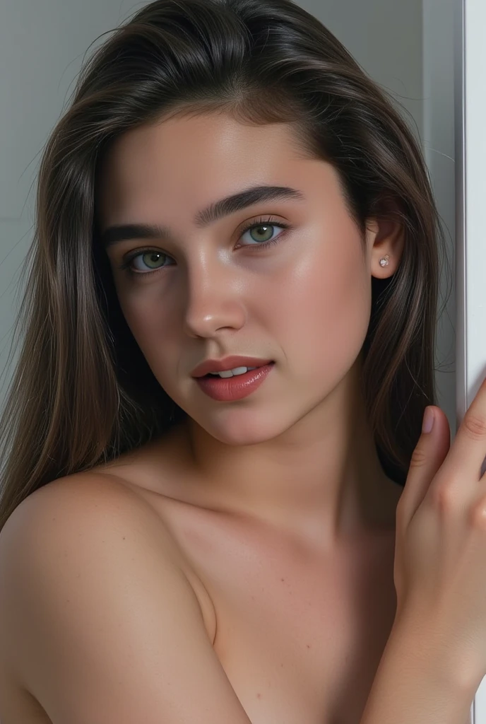 Selfie, 1 femme, réaliste, realistic, Style: female Generic Body, high quality, haute résolution, Skin Colour: Neutral 3, Brow Style: Straight Medium, Brow Colour: Dark Brown, Hair Colour: Cool Dark red, Eyes Style: Deepset Downturned Lidded Eyes, Colour: maroon, Face: Chiseled Square, Nose: Straight Pointed, Lips Style: Medium Heart, Lips Colour: Beige Gold Matte, Extra: tattoo