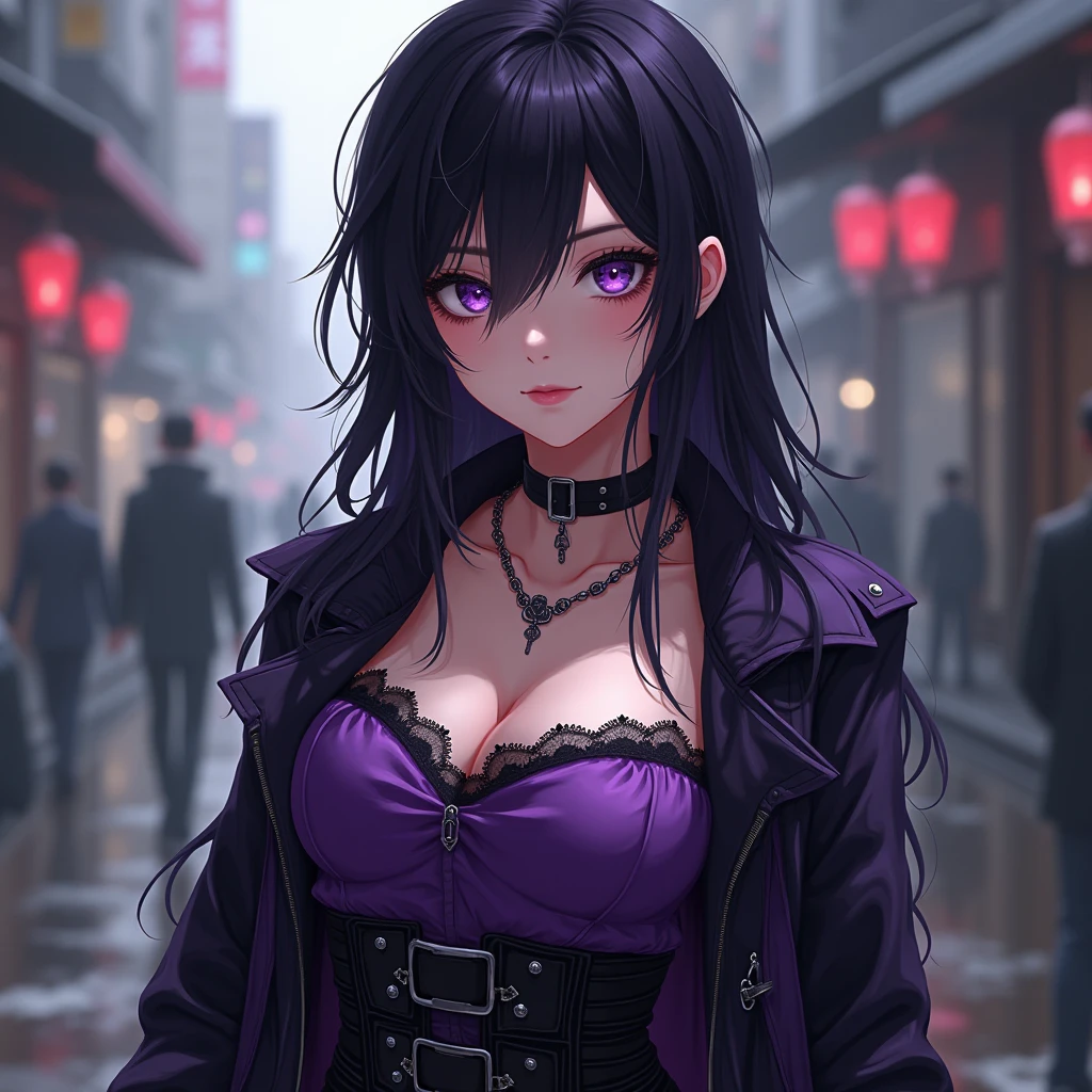 (Ashenhardt style:1.4), Masterpiece, Best quality, High quality,(Red eyes,Dark red light), (In profile), abstraction, abyssal, Award-winning photography, Depth of field, hdr, Very detailed, trending in the art station, Trends in CG society, complex, High detail,(Masterpiece: 1.2, Highest quality), (BEST lighting, Very delicate and beautiful), (BEST lighting, Very delicate and beautiful), (Beautiful detailed face), (Detailed eyes and detailed face:1.2), Dark fantasy, (young girl, 1girll, Solo, Crazy smile, Striped hair,Pale skin,G cup,cleavage,19 piercings,((Tattoos all over the body,Tribal tattoos all over the legs)) Gray hair, Glowing red eyes, Dynamic Angle, Vampires), (( Graffiti mural wall background: 1.15), (Stand on a crossword puzzle in a narrow street: 1.2) Artistic paint on the ground, Artistic paint on the ground, spiky_hor ears, poison fangs, blood in face, Blood rain, Blood fog, (Depth of field),High contrast,(blood splattere: 1.4),Cowboy shot,full body, colorful poses,((uniform,Blazer,Ruffled miniskirt,Brightly colored panties:1)),cowboy lens,jean jacket,