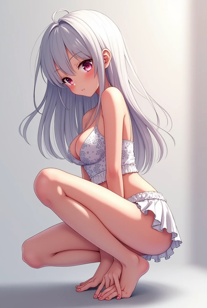 1girl, cat girl, Cat ears, grey hair, streaked hair, pink hair, long hair, hair between eyes, twintails,
highly_detailed, Beautiful eyes, extremely_detailed_CG_unity_8k_wallpaper, highres, absurdres, beautiful_detailed_eyes, finely_detailed_clothing, finely_detailed_light, highly_detail_hair_,
colorful, light rays, caustics, aistics, lens flare, bokeh, nsfw, A small chest, pink eyes, White silk stockings, blush,
score_anime, score_9, score_8_up, masterpiece, charming, Translucent white lace pajamas, Not wearing underwear