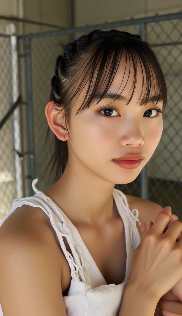 (Woman smashing on outdoor tennis court、Standing with your butt sticking out、Uplifting)、(Realistic、Like a photograph、Live Action、, Realistic, RAW Photos, Best image quality: 1.4), Single-lens reflex camera、RAW Photos, Highest quality, Realistic, Very detailed CG Unity 8k wallpaper, Written boundary depth, Cinematic Light, Lens flare, Ray Tracing, Realistic background、Many people:1.4、(Tennis Player:1.4、Tennis uniform:1.3、Toned body)、((Ultra-dense skin))、 woman,Cute Japanese Tennis Player、((Smash stance、((whole body:1.5))、During the game:1.1、Serious expression on the court))、Pink inner color hair、short hair:1.2、tie your hair with a hair clip、I like that style、stylish、Very detailed、Pay attention to the details、Perfect outfit、(Sunburned skin)、Beautiful legs:1.1、Rear view
