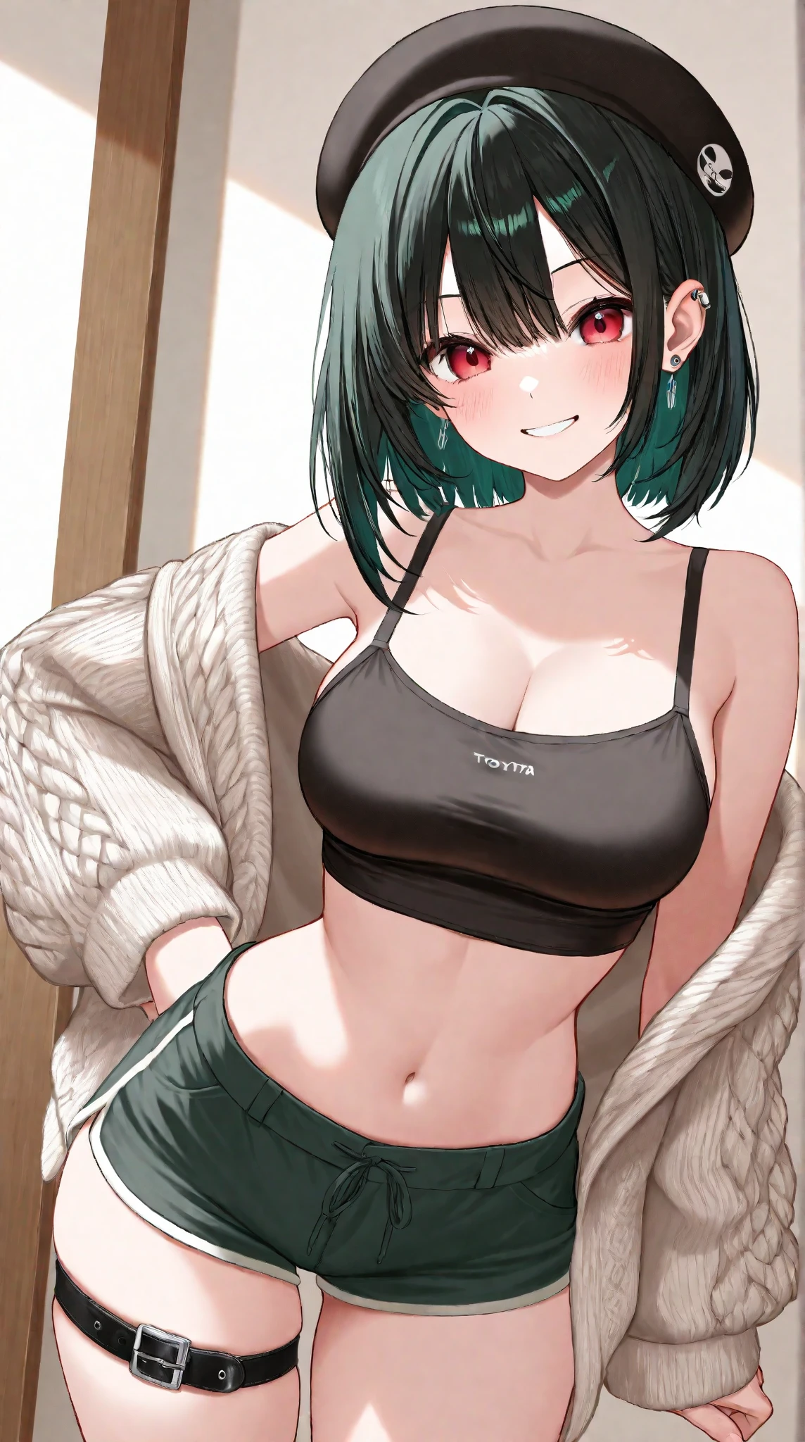 fubuki, fubuki, Dark green hair, Green Eyes, short hair, (Large Breasts:1.2), good, panties, black good, black panties, Portrait Shot, Upper Body Shot, Face Focus, Close-up shot, only Upper Body Shot, break indoors, office, break looking at viewer, break (masterpiece:1.2), Highest quality, High resolution, unity 8k wallpaper, (figure:0.8), (Beautiful attention to detail:1.6), Highly detailed face, Perfect lighting, Highly detailed CG, (Perfect hands, Perfect Anatomy), A proud smile