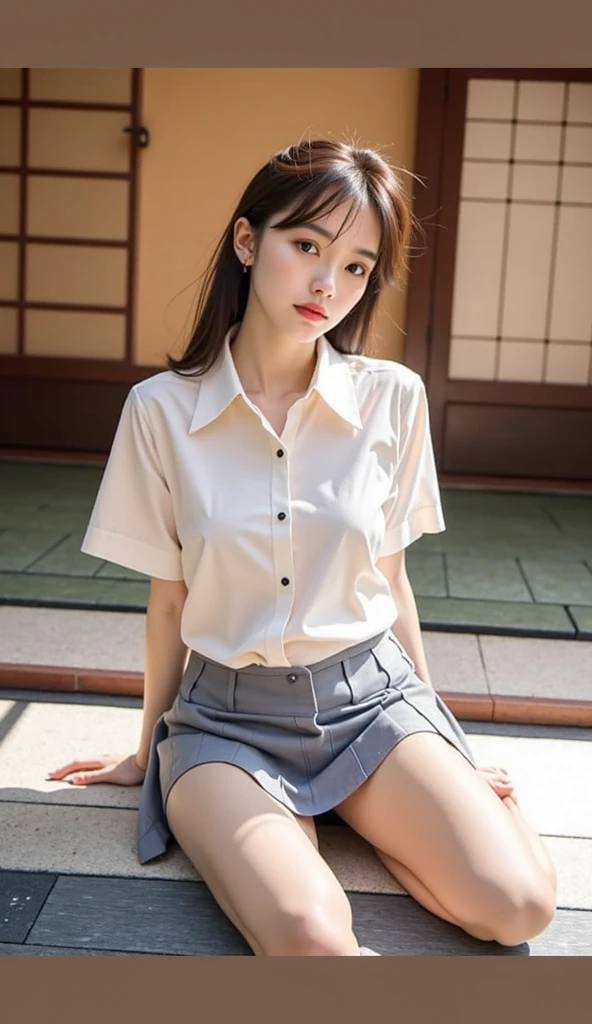 "(masterpiece, High resolution, Ultra High resolution, 4K) ,
break,{black hair, Japan girl at 14 years old, uniform skirt,  {[emphasizing thighs, ( white thighs), soft thighs, gorgeous thighs ], {[[Sitting on the train ]]}, face to face angle, (angle from below),{{sitting on a train seat,sitting in front,Crotch zoom camera,Put your feet on the train floor}},
break,whole body,Sleepy looking down,only looking at the viewer", highest quality, 超High resolution, (realistic:1.4),, High resolution, be familiar with, RAW photo, Shapuri, Nikon D850 Film Stock Photo by Lee Jefferies 4 Kodak Portra 400 Camera F1.6 lens rich colors hyper realistic lively textures dramatic lighting unreal engine artstation trends cinestir 800,