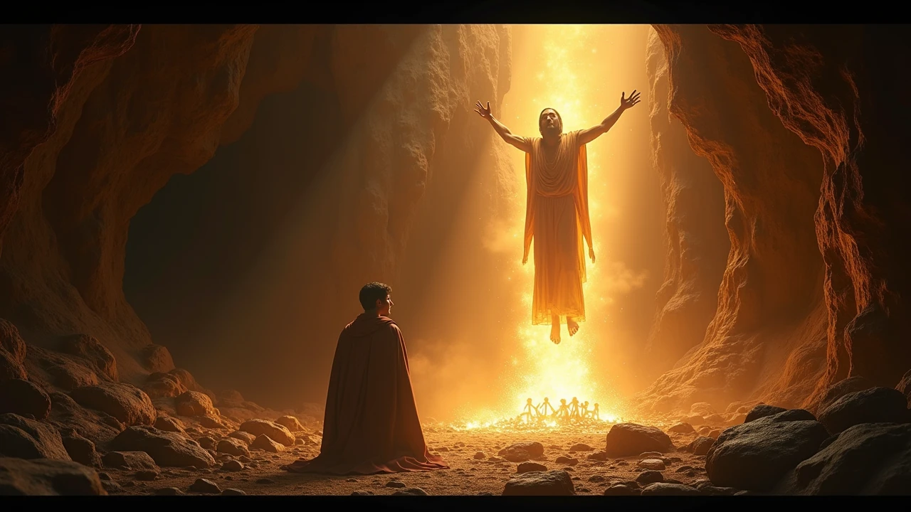 A man walking, a god fell feet 