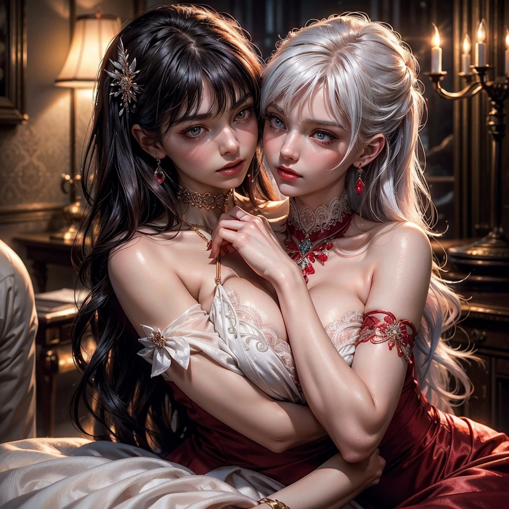pale pretty girl, masterpiece, 2 halfs, one half divine, the other half demonic and fleshy,
