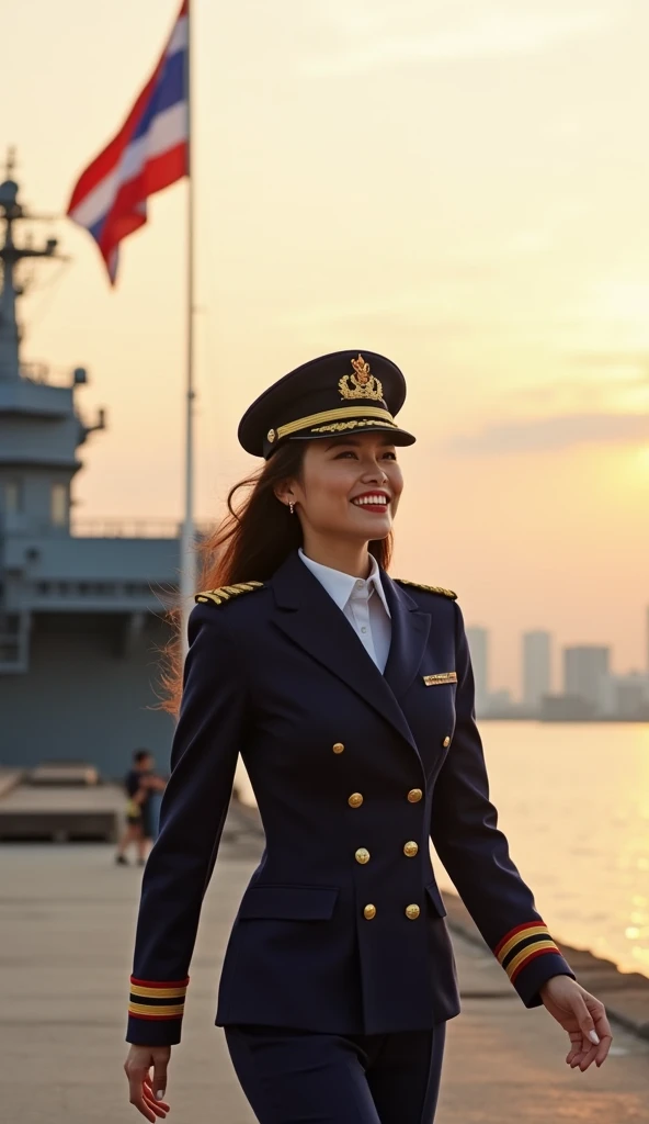 Meeting the admiral of the liner on the seashore