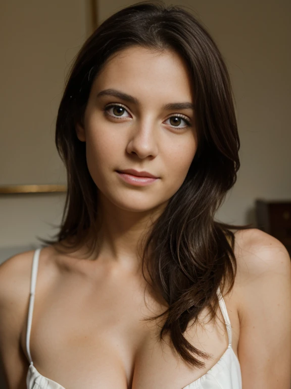 Photographie de 1 superbe fille de 24 ans, type brésilien blanc très sexy, très chaud, cheveux bruns longs ,à paris sur une terrasse, Portrait photographique, Souriant, Regarder à huis clos , Éclairage spectaculaire, magnifique, (clivage profond), Séance photo, occidental, meilleur qualité, résolution élevée, Contexte extrêmement détaillé, peau avec pores, éclairage cinématographique Terminé