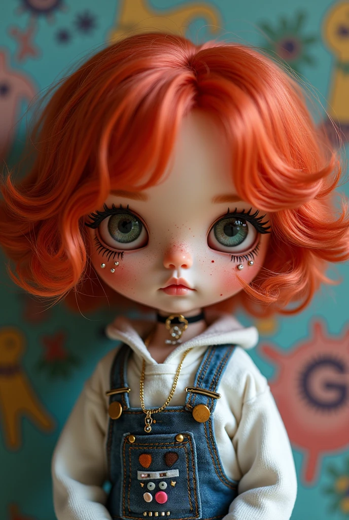 Boy with heterochromia blue and green eyes ,red hair and black cross earring