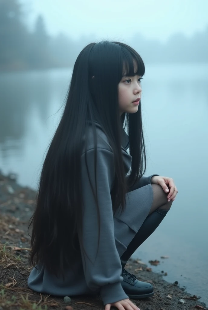 10 year old CHILD girl, with long black hair in a tunnel, long shiny black hair, swirling black hair, flowing black hair, endless black hair, black silky hair, lush black hair, woman with long black hair, lush black hair disheveled, long flowing black hair, woman has long dark hair, long dark hair, detailed long black hair, black hair