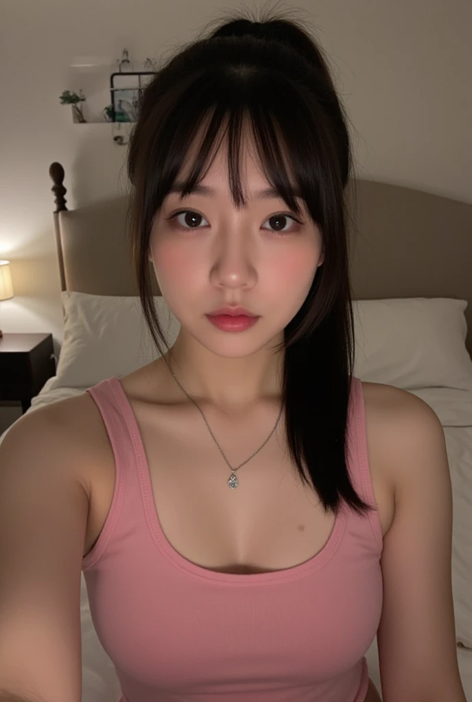 Asian girl with dark hair wearing makeup mignonne