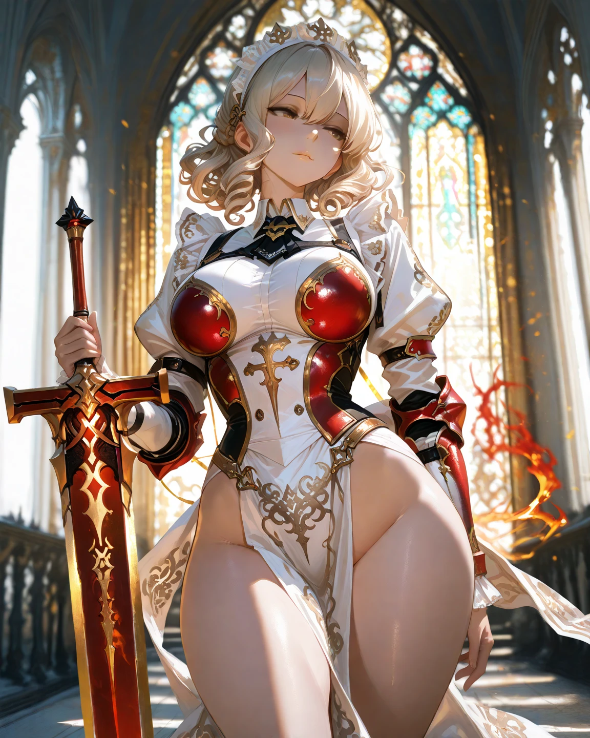 {best quality}, {very aesthetic}, {ultra-detailed}, {best illustration}, masterpiece,(((skirt lift:1.5))),((show off red color butterfly panties)),garter belt:1.2,((Holy Knight)), Smooth breastplate, ((Armor made from black copper))、((((Extremely detailed and intricately decorated armour:1.1)))),Red Cowboy Shot,Smooth udder、Big Tits、(Golden Ratio,Tabletop, Highest quality, Highest quality, Official Art, beautifully、beautiful:1.2), Very detailed, colorful,Best details,An illustration, Great scene, (Adult,19 years old,One Girl, alone, Final Fantasy 12,Asheria:1.5, Asheria:1.5, Asheria:1.5, short hair, short hair,Bobcut,Silver Hair:1.2,Asheria Costume:1.5, Asheria Costume:1.5, mini skirt,Knee socks, Thighs Thighs Thighs Thighs, gem, Blue Belt,Belt number 1),Course of action, A look of contempt ,from below,