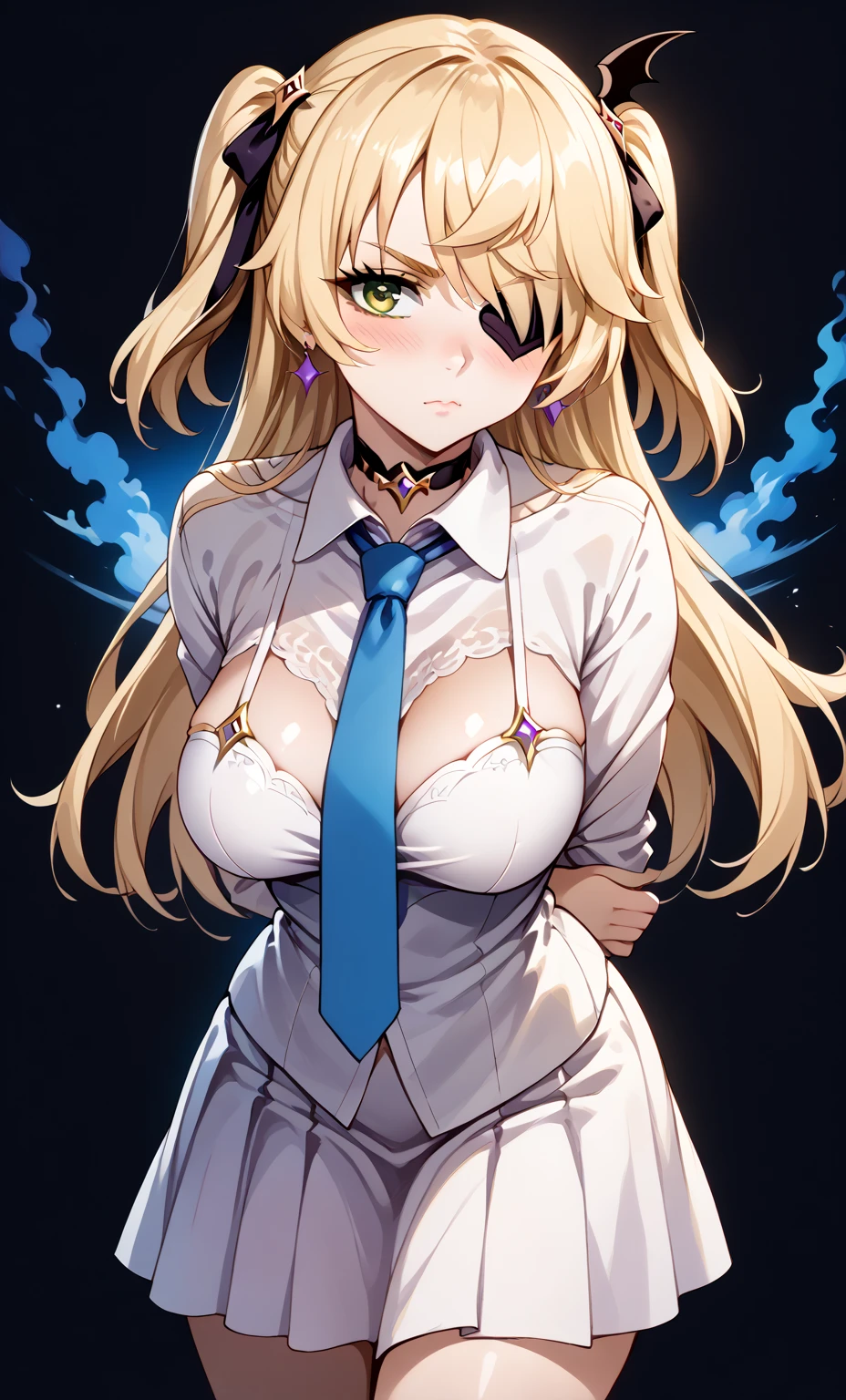 (highest quality:1.2,evil lady,cg, Very detailed, High Detail, digital coloring, High Contrast, masterpiece:1.2,suits, highest quality, Best aesthetics), 8k,masterpiece, cute,tall,beautiful,best quality, 1lady,blonde hair,long hair,wavy hair,empty eyes, (finely detailed glowing eyes and detailed face),,,,extremely detailed cg unity 8k wallpaper,solo,(latex military costume:0.9),large breasts,seductive smile,,latex thighhigh,large breasts,black hair,pink eyes,no jacket,formal shirts,thighhigh,,enamel suits,grossy lips,sitting,tight skirt,sadistic smile,,heel,shiny skin,tight skirt,detailed face,beautiful body,,adult,,show me breasts,sadistic,seductive smile,business suits,latex,no tie,bust shot,open mouth,necklace,office room,from below,burikko pose