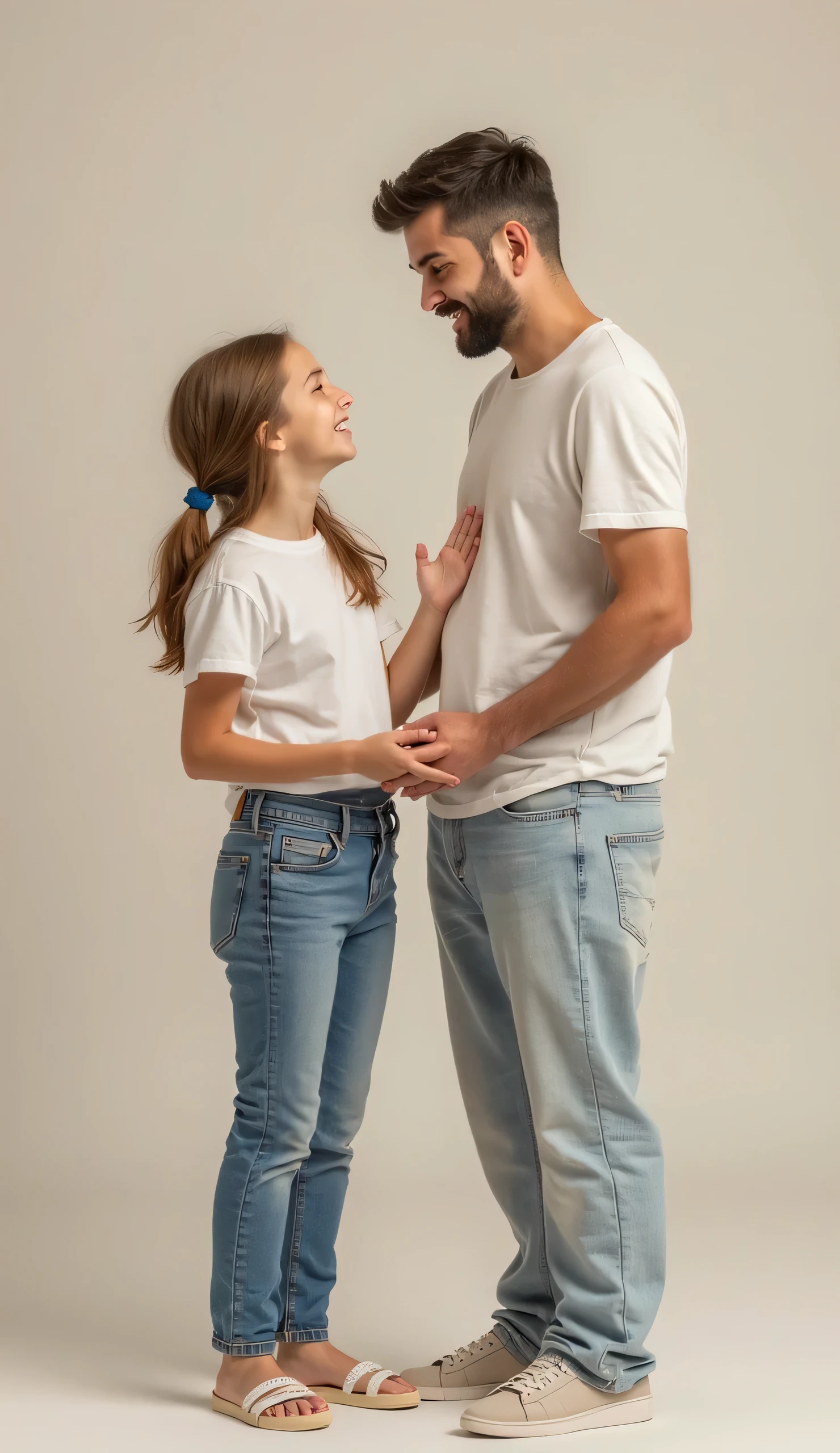 Indian small girl with flared short white dress lift up showing her full thighs to old male with embarrassed face generate the image showcasing her full body