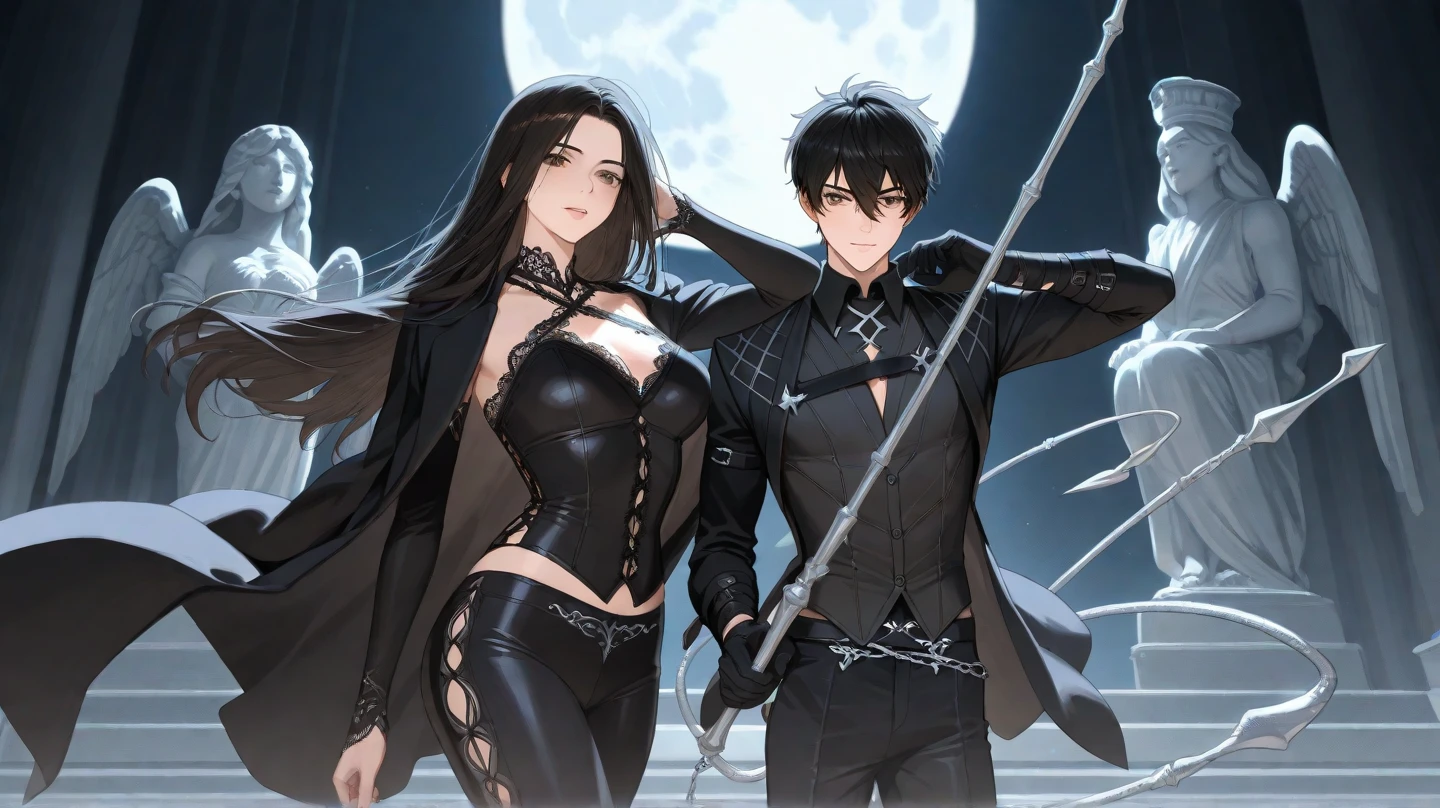 A Onepiece-inspired character. (Gothic woman black hair with bangs, spiked choker, spiked bracelet, fishnet tights, black combat boots, Black gloves) the scene should be in the distinct digital art style of Onepiece, with a focus on character expressions, vibrant colors, and detailed textures that are characteristic oh one piece, anime character from one piece, one piece, one piece style, official anime artwork, by Eiichiro Oda, one piece artstyle, official art