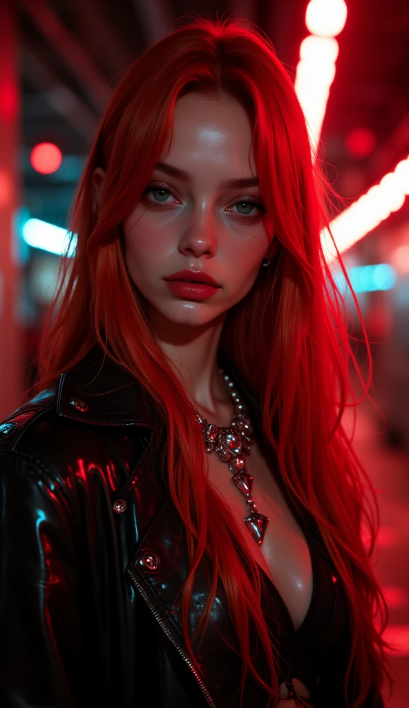 Jennie from Blackpink with red hair and bangs