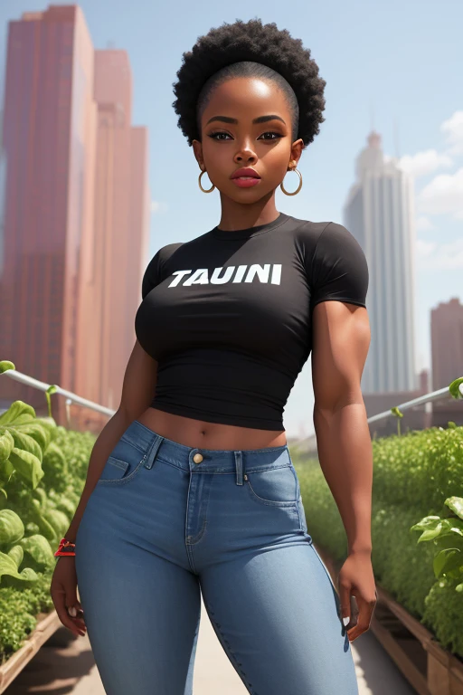 (Extremely detailed CG unity 4k wallpaper),(Masterpiece),(Best Quality),(ultra detailed),(best illustration),(best shadow),(absurdities),(detailed background) femboy, beautiful,taking a selfie, Brown eyes, Dark skin, Afro-American, Long curly black hair, yoga pants, supreme crop top, Jordan Sneakers,  thick thighs, big ass, flat chest, field full of flowers, bulk, black eyeliner, shiny gold lipstick, SMILE, new york city background,