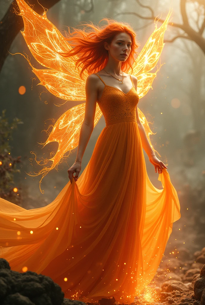 actual face and outfit of Fairy of fire full body