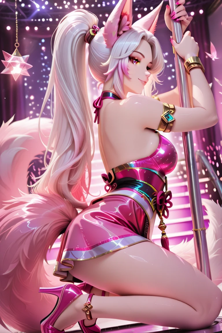 Barbie, ((Full body)), Blue eyes, Smiling face, Hair loss swaying in the wind, Hip Hop Singer Pose, Dressed in hip-hop style, Naked,swarovski,pasties,With a pink bow on the arm, Fashion, Extremely high quality, high details, 8K, clean back ground, in studio, ((Full body shot)),Fingers are realistic,Accurate Hand Modeling,