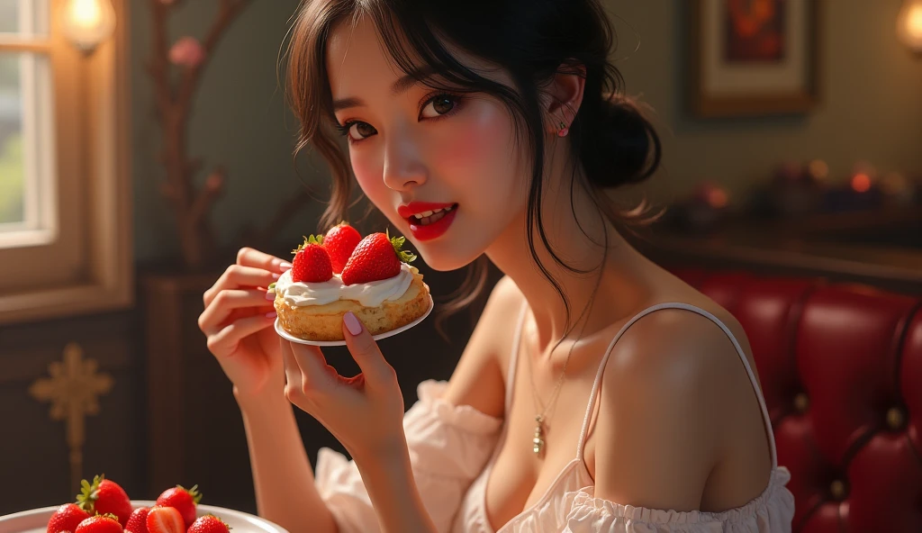 (2 pure Japanese girl,), (Small breasts:1.5,),(solo,,Textured skin, Detailed skin,Detailed face,Detailed eyes,detailed posing,Natural eyebrows,Sparkling Eyes,High detail, Highest quality, Super detailed, Surrealism, ,8k,RAW Photos,Photographicism,Professional Lighting,Ray Tracing,Portrait Photography,Soft Light),(((Black Hair, Natural Makeup,Simple earrings, short hair,))),(((Eating pizza,Stylish restaurant,Terrace seats)))