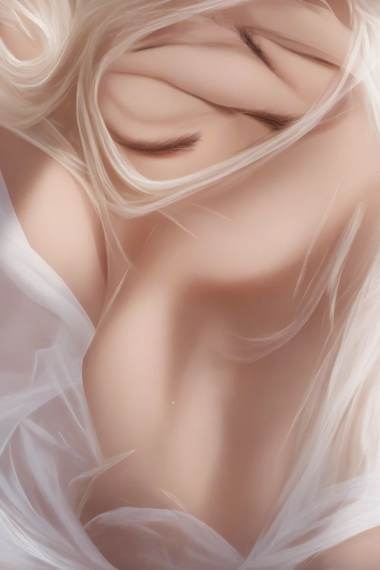 ((complete Nude:1.8))(Image from chest up:1.4)((masterpiece:1.5,Highest quality,Beautiful images, 2.5D, Abstract, Artistic, Portraiture))(One girl, solo)(Cute Girls, large breasts, Gray Hair, short hair, Beautiful breasts, Off-the-shoulder outfit)(profile, Look at an angle, shake your head, Sad look, Floating Hair, Backlight)(Plain background:1.5)((Dynamic Angle:1.5)),See-through gown,( perfect anatomy:1.4),(Beauty of form:1.4) Golden ratio,