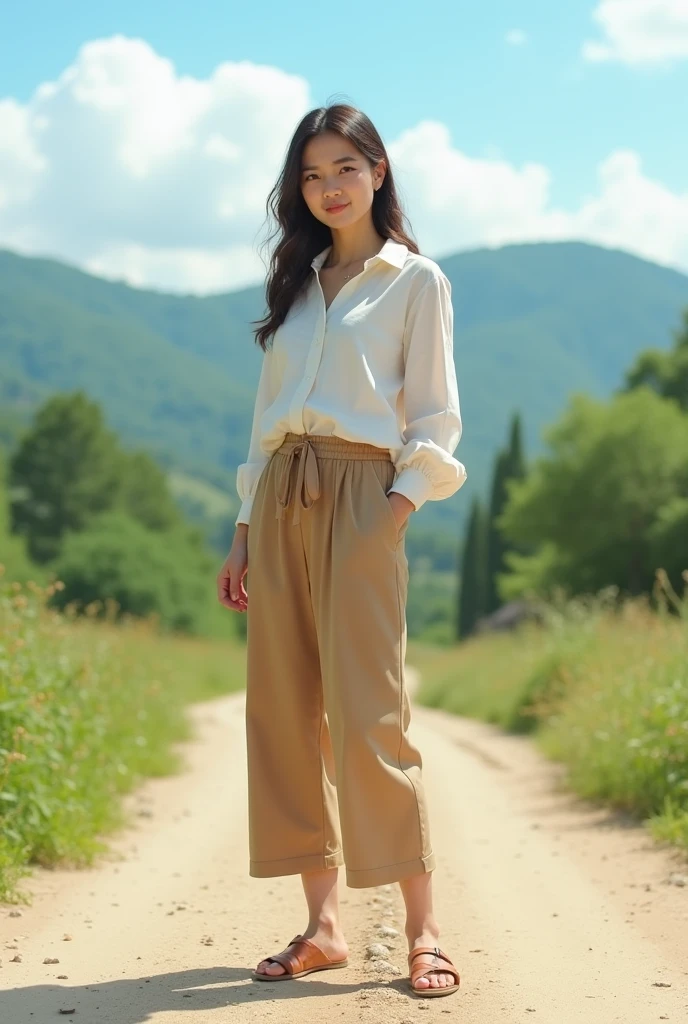 １Pretty Woman、Hats、long trousers、Cute goat 1、pasture