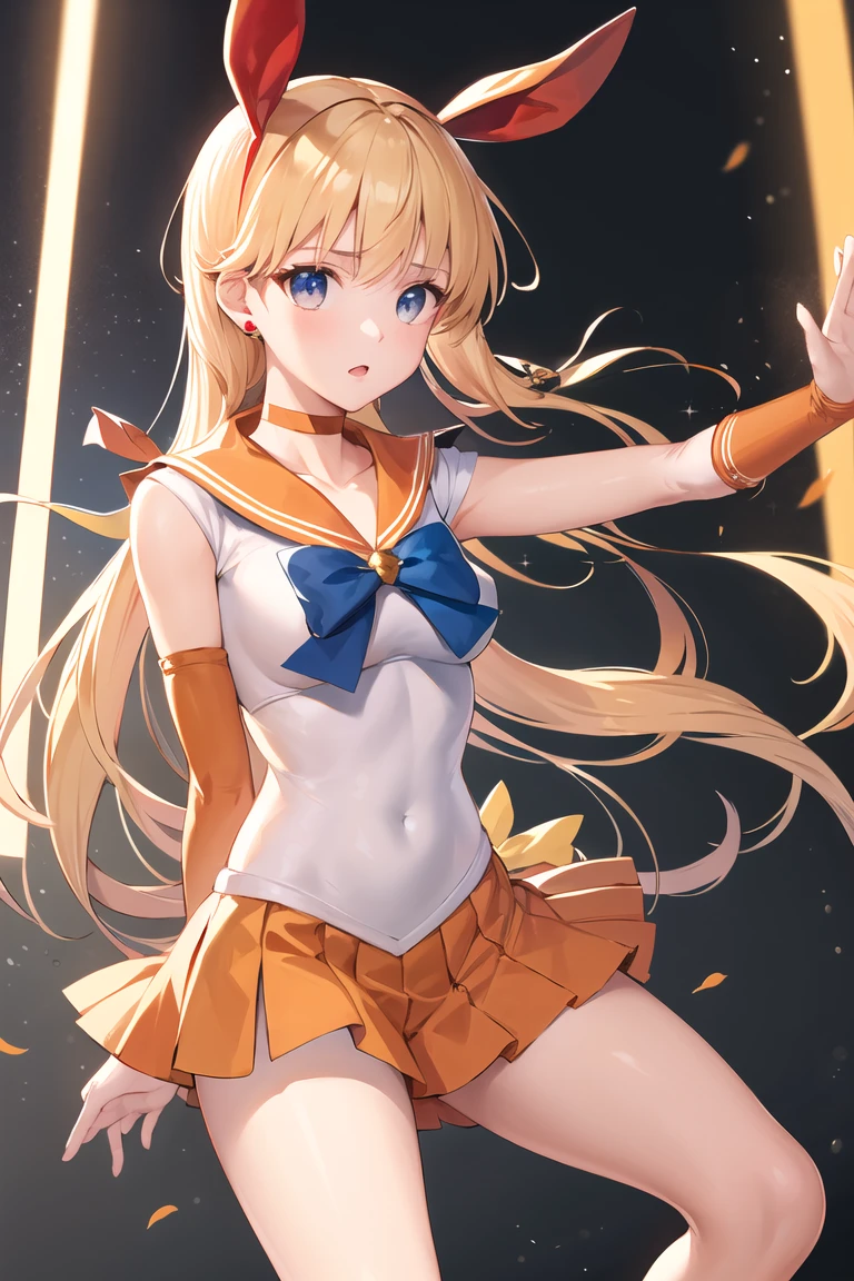 (A superb exquisite Sailor Venus), (Sailor Venus:1.5), (aino minako)、(Sailor Senshi Uniform), (red ribon), blue eyes, Yellow hair, natural straight hair, straight bangs, solo, nature, extremely delicate, straight facial features, peerless beautiful girl, soft, (sensual face), ((ecchi face)), dreamy quality, exaggerated facial features, solid color, frank holly, delicate face, bright lips, slender waist, soft curves, real light and shadow, super fine, 4k, natural moving, Ultra high resolution, (masterpiece:1.2, best quality), (finely detailed beautiful eyes: 1.2), (beautiful detailed face), sexy nude model, sexy pose, (midium chest), (Perfect Body Proportions), (bedroom), Mekosuji, Spread your legs a little and show off your crotch,