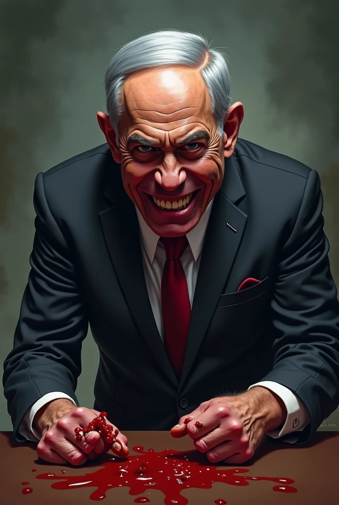 arafed image of a man with a big grin on his face, an airbrush painting inspired by Boris Vladimirski, featured on zbrush central, surrealism, shocked face of putin demon, basil gogos, fantasy art smug smile man, portrait of emperor of mankind, godrays digital painting, portrait of a mind flayer, wide evil grin