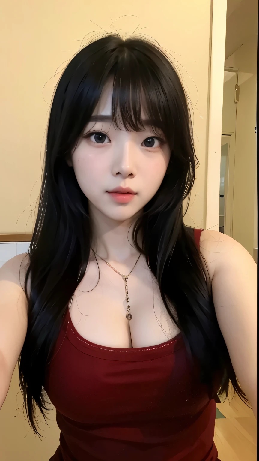 top-quality、masterpiece、hight resolution、Black hair、Turquoise hair inside、BREAK、A slight smil、frontage、1 Female solo、beautiful shadow、Dazzling light、well-muscled、Complicated piercing of ears、Well-formed face、Hyper Detail、Colossal tits、beautifuldetails、Delicate、green colored eyes、Wipe sweat、Reddish eyeshadow、Reddish eyelashes are of the highest quality、超A high resolution、(Photorealsitic:1.4)、女の子1人、(faded ash gray hair:1)、(huge-breasted:1.2)、looking at viewert、a closeup、Beautiful cleavage real photo Beautiful girl 18 years old 20 years old 21 years old 19 years old 8K Big Big under the flanks Plump breasts Augmented breasts No bra Realistic cleavage Underwear Naked