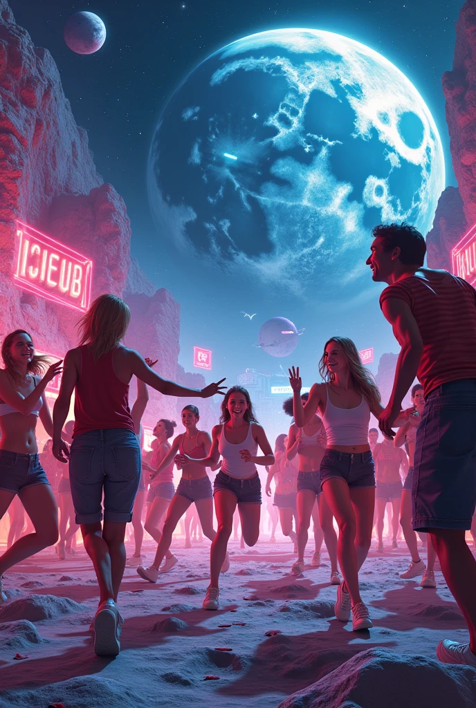 edm  on a beach, neon energy , illustration