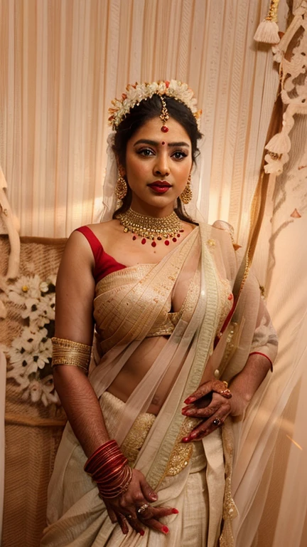 ((best quality)), ((masterpiece)), (detailed), perfect face

a young stunning gorgeous village woman in violet saree posing for a picture, indian goddess, traditional beauty, indian, beautiful goddess, ornate cosplay, indian style, indian super model, beautiful maiden, gorgeous woman, south east asian with long, provocative indian, gorgeous beautiful woman, intricate outfit, hindu aesthetic, beautiful asian girl, extremely detailed goddess shot, jaw-dropping beauty, big  deep cleavage sexy navel, big  deep cleavage, sexy indian women, massive  in sexy bikni fusion full body, with earrings, with bangles, with necklace, with golden nose pin, attractive body, erotic, huge breasts, big belly, sexy attractive body, seductive body, glowing skin, detailed background, on ancient temple, 16k, 8k

