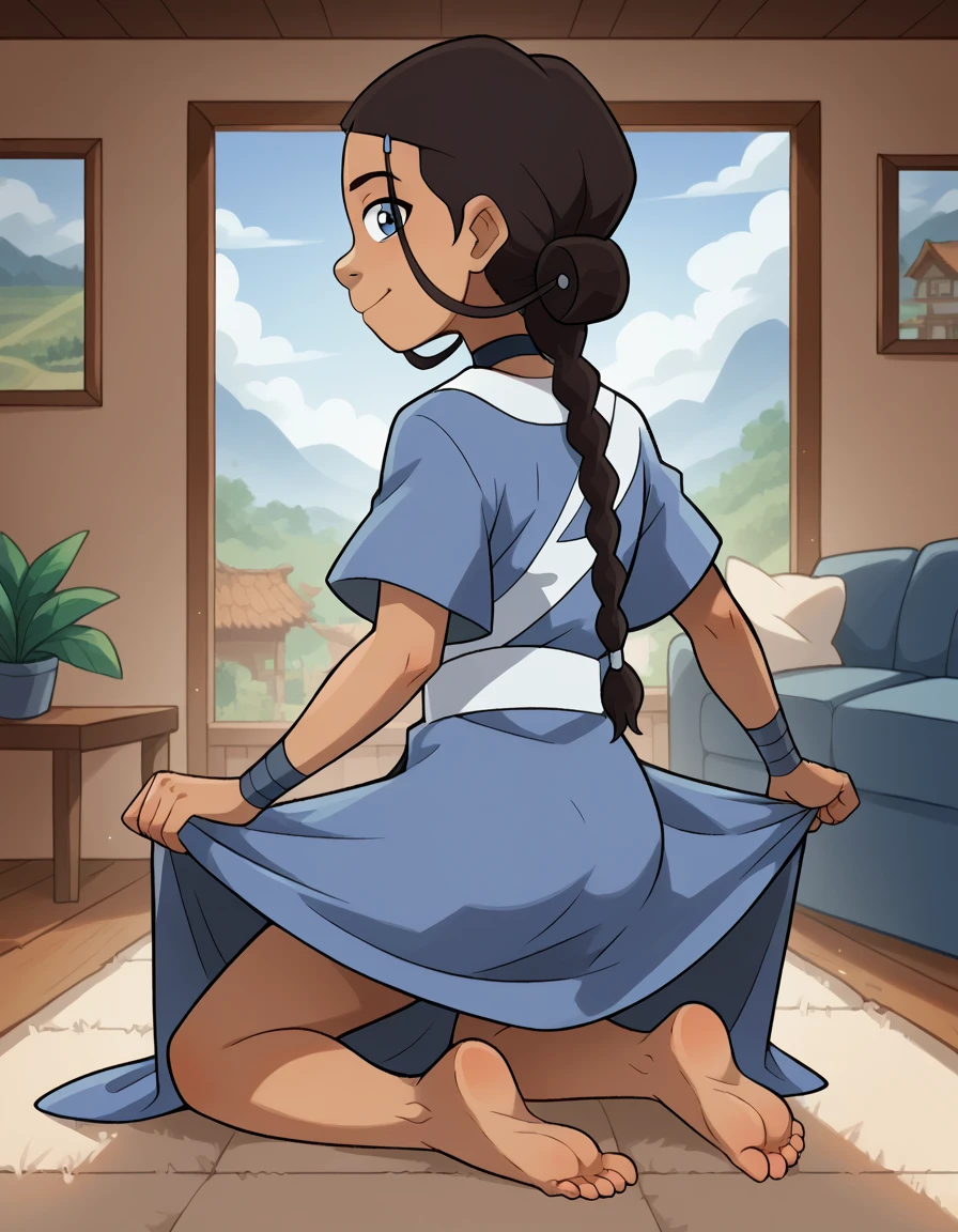 obra maestra, mejor calidad, 1girl, katara, tonificado, piel oscura, trenza, (ojos azules: 0.6)sexo,sexy, hentai, spread legs, pussy,