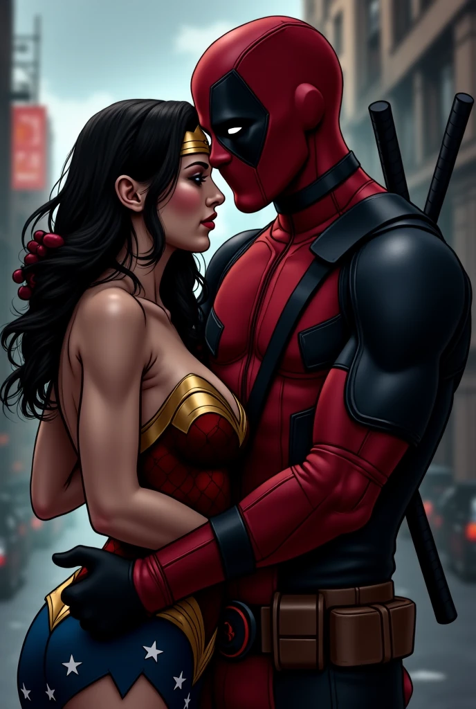  Wonder woman get hard rough fucked by marvel Deadpool in house  