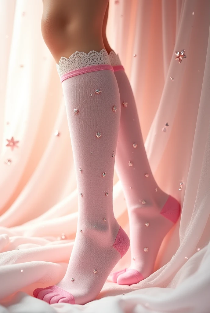 <lora:SexyStockings-v1:0.7> close up of legs, photo of a pretty delicate blonde layered hair woman supermodel wearing white pink bow striped-trim thigh-highs and miniskirt standing in a modern minimalist apartment, perfect face, perfect lighting, intricate, incredible detail, masterpiece, professional photoshoot,