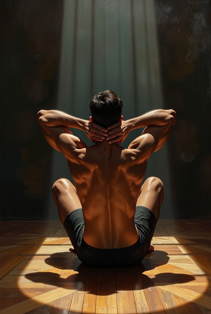 A man holds both of his legs and opens them