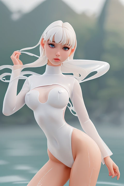 ((NSFWSTILLSHOW))、no extra arm:2、no extra hand:2、no extra leg:2、((solo 1girl))、{full length|Full height|all-fours|Half squatting|Flying|Jumpping|Ass focus、looking ahead}、{Wide Shot:1.5|Drone view|OverHeadShot|From below:1.5}、(wetted Porcelain skin、Wetted White skinny bodysuit)、Very thin and soft fabric、wetted face、{wetted hair|Floating hair|Shiny hair|Black hair|Blonde hair|Silver hair|Short Bob|Half Up|Curly hair}、Detailed Clear Nipples、detailed crotch、(The shape of the pubic area is Clearly Visible:1.2)、ass visible through thighs:1.3、Nipple shadow、(masterpiece, Best quality)、(((Photorealsitic:1.37)))、(BokeH)、smooth shading、({childish|Gigantic cleavage:1.37})、((((detailed beautiful face))))、Darkbackground、neons、zydG、high collar、elbow_gloves、Floating in the SPACE、Blue Earth、{dreamlike|creative refinement}、