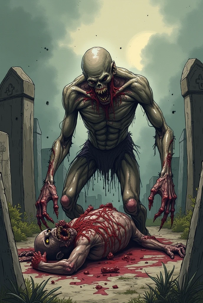 eating rotten zombie