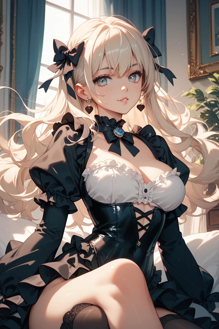 (1 lady, solo:1.5),beautiful person,(fullbody:1.3),
BREAK (32 years old,perfect body,perfect anatomy,Bishojo),mature female,perfect hand, small hand,(fit body:1.3),
BREAK extremely detailed cute face,(finely detailed beautiful eyes: 1.3),detailed eyes,((emerald green eyeodel,
BREAK extremely detailed hair,(ponytail),(long hair:1.1),straight hair,shiny hair,(((blonde hair with light brown tips hair))),(blunt bangs),
BREAK (MEDIUM HUGE BREAST:0.9),(GIGANTIC HUGE HIP:0.6),saggy breasts:1.2,pendulous breasts,realistic breast physics,
BREAK (blush,smile:1.1),(gleaming skin),sweat,oily skin,well shaped her nose,
BREAK (black theme:1.5),(gothic lolita:1.3),(lace:1.3),(kimono:1.2),(camisole:1.2),black tights,lace-up boots, platform boots,
BREAK (standing:1.3),dynamic pose,
BREAK simple_background:1.3,white background, zentangle,(patchwork layout white simple Backgrounds:1.2),
BREAK absurdres, absolutely resolution, incredibly absurdres, highres, ultra detailed, official art, unity 8k wallpaper, detailed background
