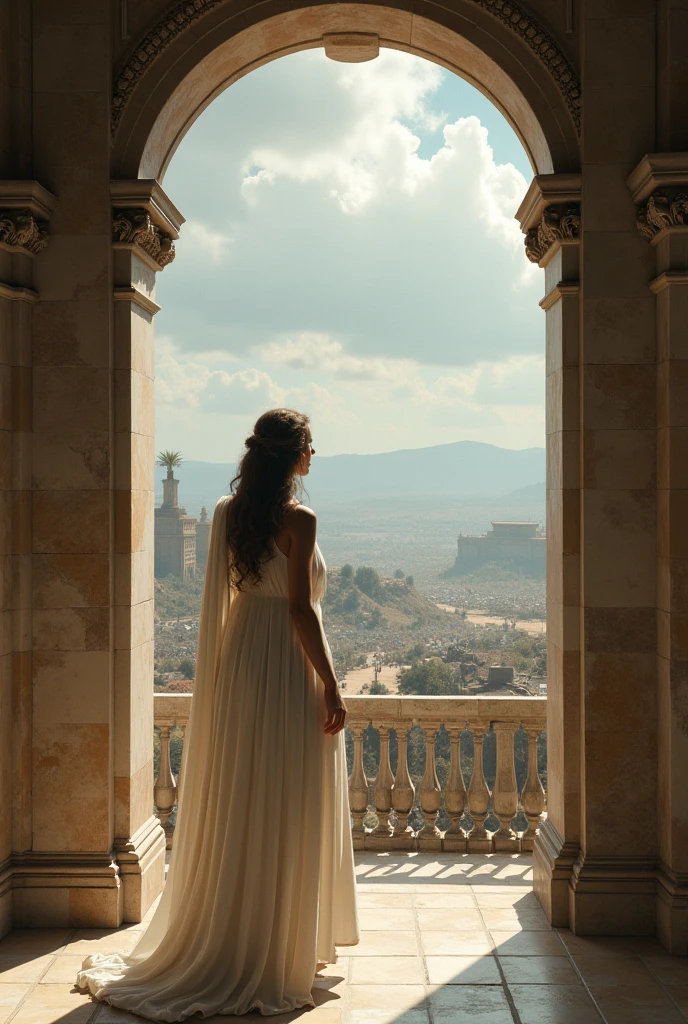 score_9,score_8_up,score_7_up,
A melancholic yet resolute woman stands alone amidst the ruins of an ancient civilization,surrounded by overgrown architectural remnants,She wears a long,flowing dress that waves gently with the wind,her dark brown hair with golden highlights slightly tousled. Deep green eyes gaze into the distance. Sunbeams filter through the clouds,creating a dynamic play of light and shadow,enhancing the atmosphere of desolation and hope,Background features collapsed structures and fragments of columns,reminiscent of the site's former grandeur,Art Nouveau style,inspired by Alphonse Mucha,intricate details,flowing lines,harmonious blend of nature and architecture,
score_9,score_8_up,score_7_up,score_6_up,