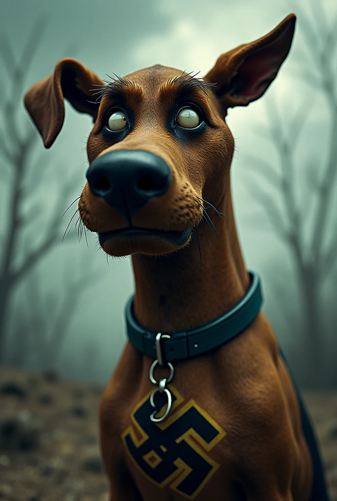 Here's a detailed prompt to generate a hyper-realistic 8k cinematic image of the character Scooby-Doo:
"Create a hyper-realistic 8k cinematic image of Scooby-Doo, the iconic Great Dane from the beloved cartoon series. Emphasize his distinctive features: his light brown fur with darker spots, his expressive, large, round eyes that convey a mix of curiosity and caution, his black nose, and the small, blue diamond-shaped tag with 'SD' on his collar. Capture the texture of his fur, the subtle wrinkles around his face, and the playful yet slightly anxious expression that defines his character. The background should evoke a sense of mystery, perhaps a dimly lit, foggy forest or a spooky, old mansion, staying true to the original vibe of Scooby-Doo's adventures."