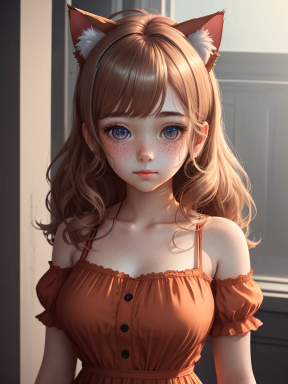((Masterpiece)), (Anime:1.3), ((best quality)), (RAW photo: 1.2), (High Definition:1.3), (Professional Photography:1.2), (),1girl, 8K, cinematic lighting, very messy hair,(portrait), narrow lane, (sunset), Glossy lips, (slightly exposed small breast), (loite sexy camisole), Sler small breasts,big cute smil townscape, Textured skin, cat ears, pale brown hair, Cute Beautiful girl