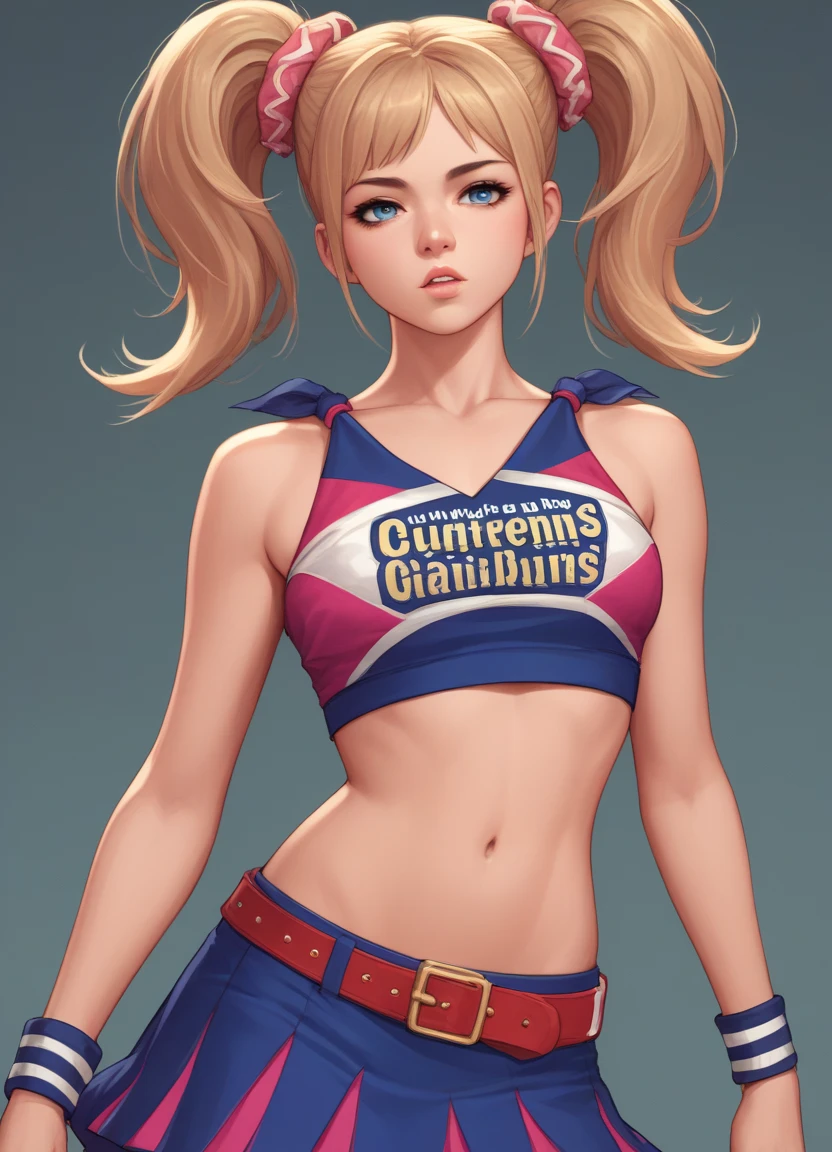 masterpiece, 1girl, Wide hips, , naughty smile, Skindentation, blush,
mega twintails, blonde, cheerleader, \:D, jumping, (big hair), action shot, from below <lora:mega_twintails-1.1:0.8>
<lora:MaliAzul_2.0:0.9>