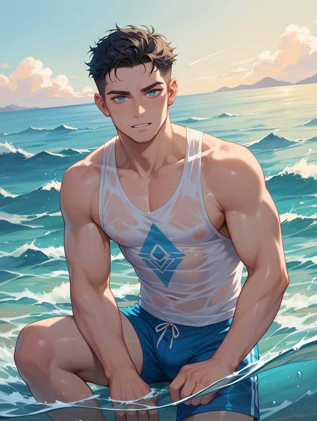 Man in tight swimsuit